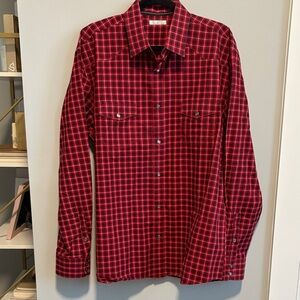 Slate Classic Red Checkered Men's Button-Down Shirt